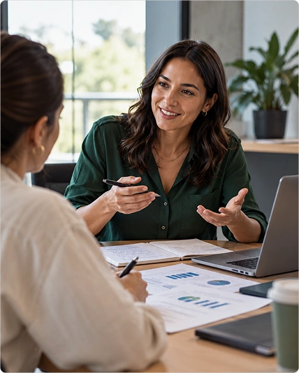 Consultant meeting one-on-one with a business owner